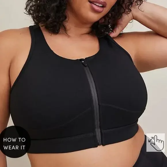 Torrid Active Wireless Zip Front Sports Bra Size 3X NWT Low Impact Gym Training